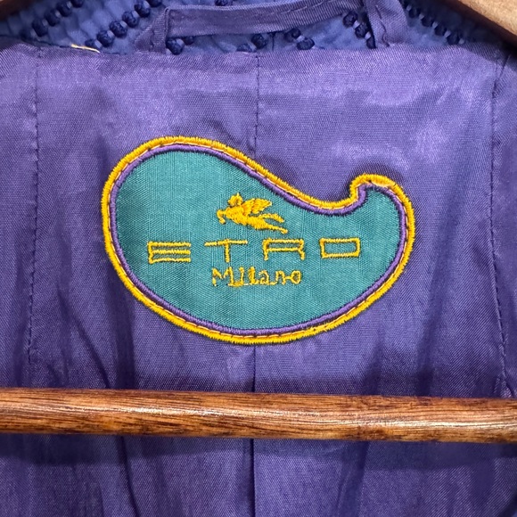 Etro Royal Purple Textured Trench Coat - Picture 2 of 11